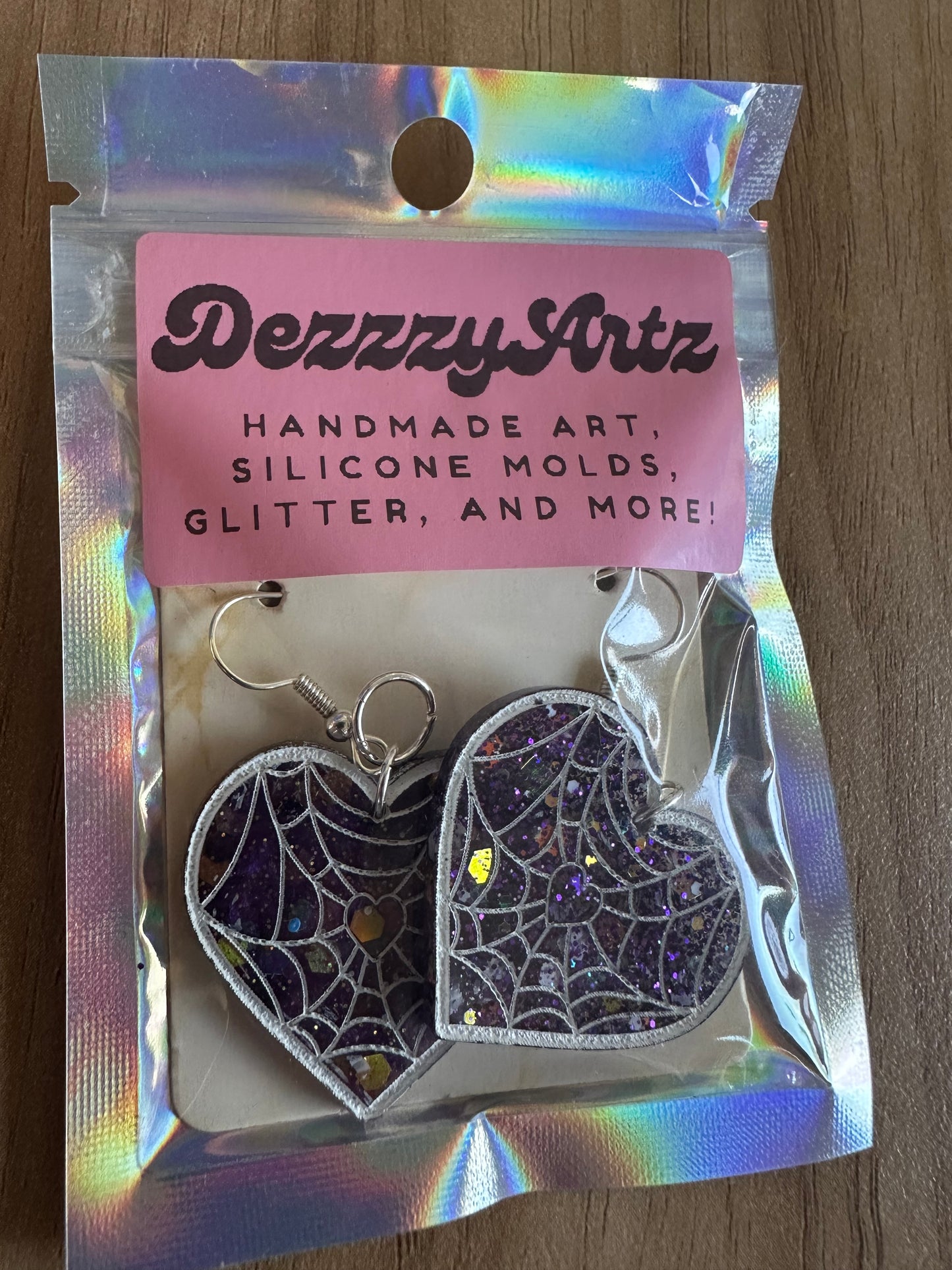 Spider Web Heart Earrings