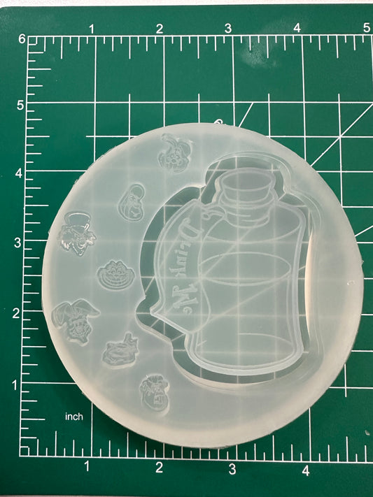 Alice in Wonderland Potion Bottle Shaker Keychain Mold with bits