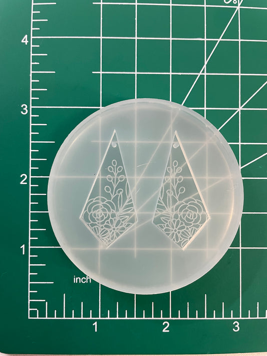 Floral Triangular Teardrop Earrings Mold