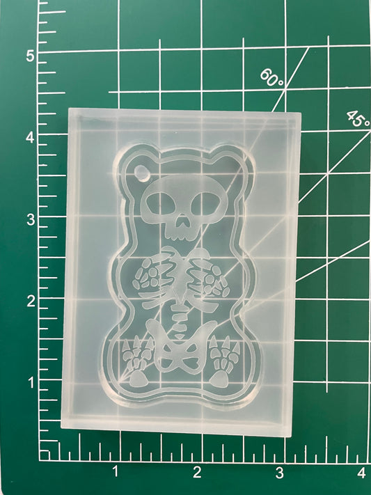 Skelly Heart Bear Keychain Mold