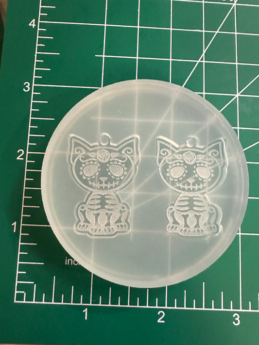 Dia de Los muertos Kitty Earrings Mold