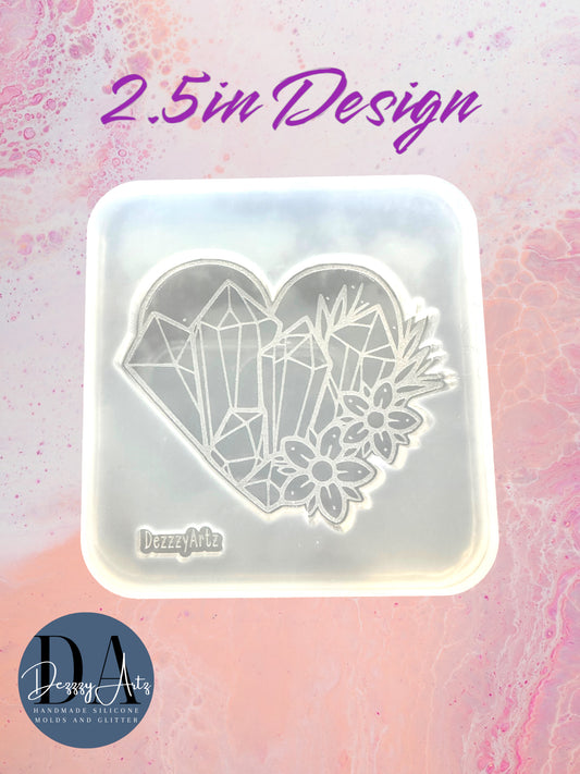 Floral Crystal Heart Mold