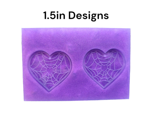 Spider Web Heart Earrings Silicone Mold