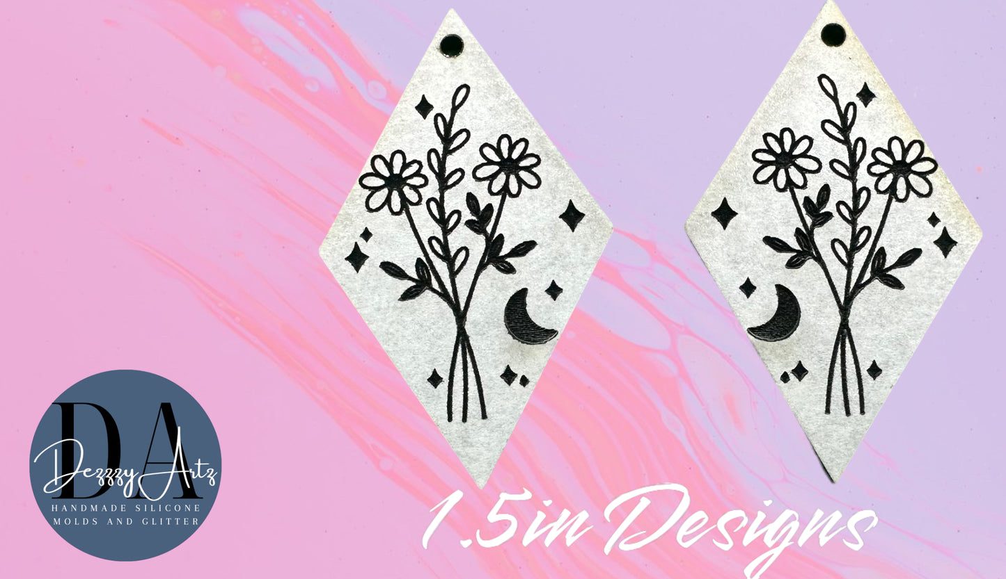 Abstract Celestial Floral Earrings Silicone Mold