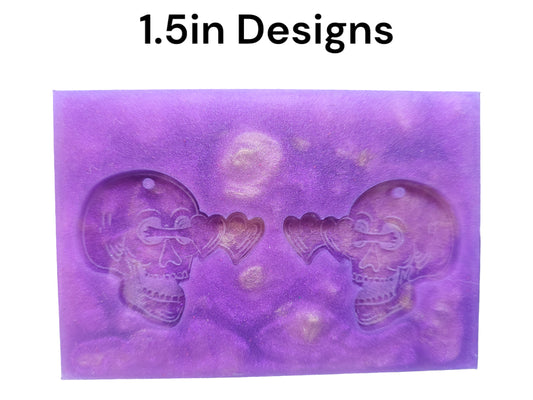 Heart Eyed Skeletons Earrings Silicone Mold