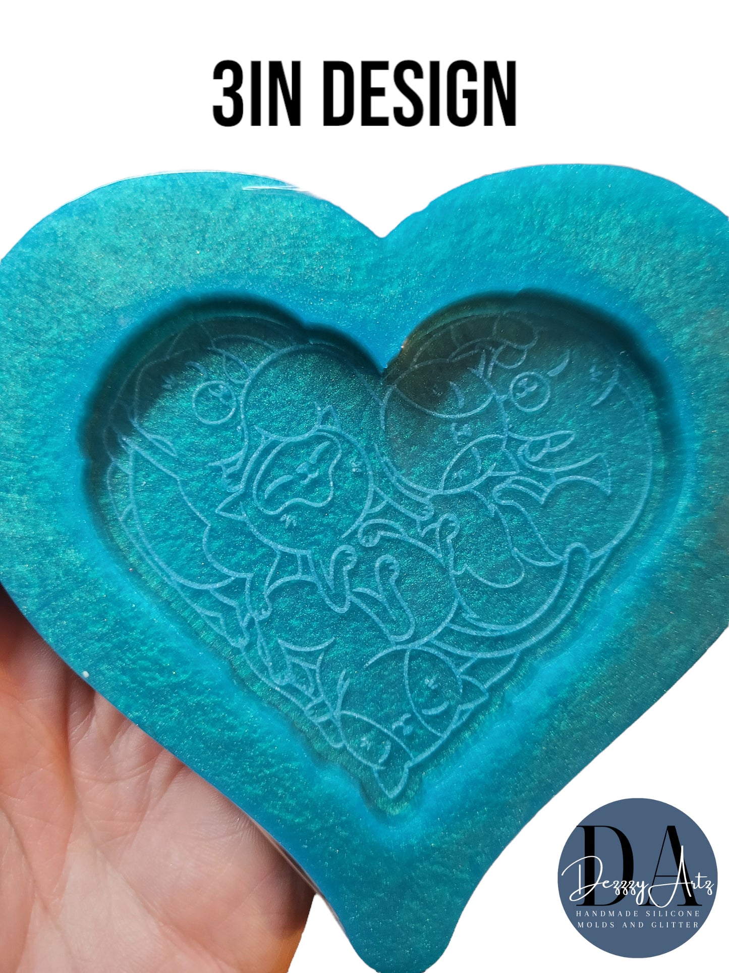 Cuddly Kitties Heart Silicone Mold